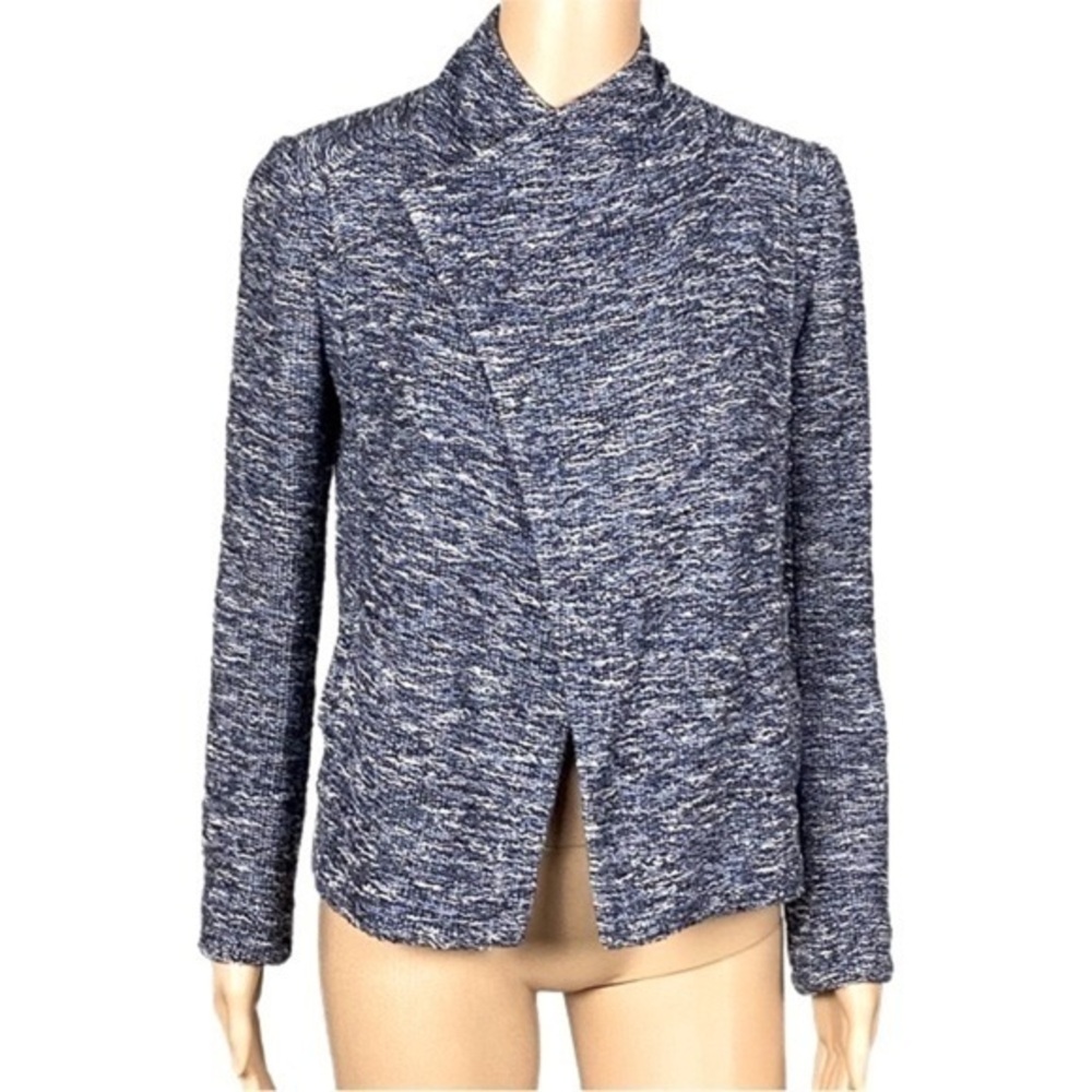 VINCE blue & grey stretch knit cardigan sweater blazer with POCKETS Size XXS EUC